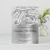 Sparkling Glittery Silver Glam 75e verjaardag Kaart (Staand voorkant)
