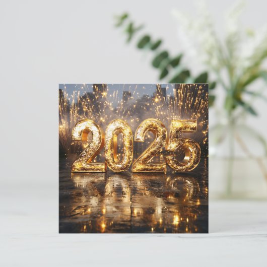 Sparkling Gold 2025 Nieuwjaar Kaart (Staand voorkant)