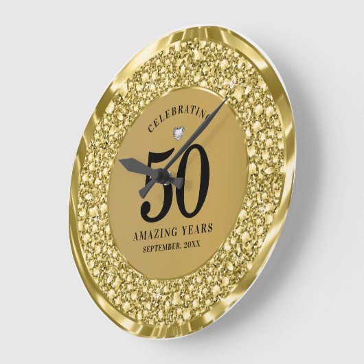 Sparkling Gold Diamonds 50e bruiloft Jubileum Grote Klok (Hoek)