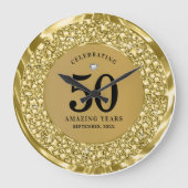 Sparkling Gold Diamonds 50e bruiloft Jubileum Grote Klok (Voorkant)