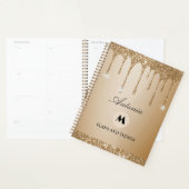 Sparkling Gold Glitter Dripping Beige Planner (Display)