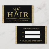 Sparkling Gold Glitter Hair Salon Afspraakkaart Afsprakenkaartje (Voorkant / Achterkant)