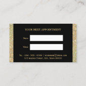 Sparkling Gold Glitter Hair Salon Afspraakkaart Afsprakenkaartje (Achterkant)