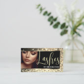 Sparkling Gold Glitter Lijst Lashes Foto Inspires Visitekaartje (Staand voorkant)