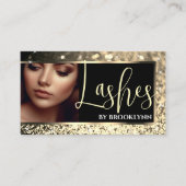Sparkling Gold Glitter Lijst Lashes Foto Inspires Visitekaartje (Voorkant)