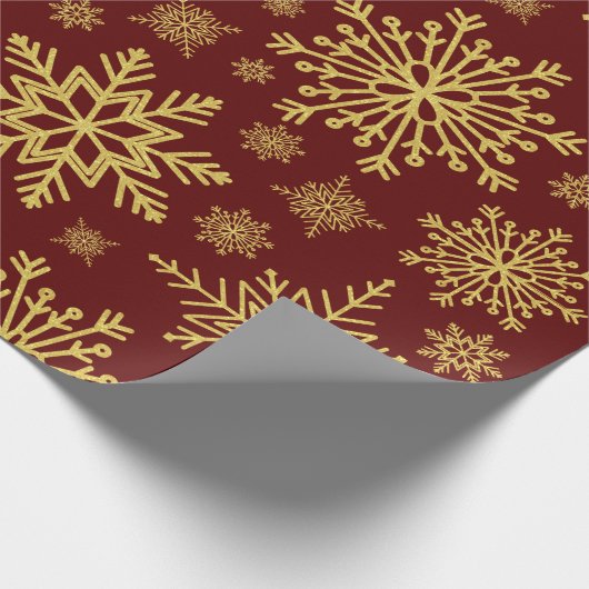 Sparkling Gold Glitter sneeuwvlokken inpakpapier (Hoek)