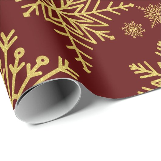 Sparkling Gold Glitter sneeuwvlokken inpakpapier (Rol Hoek)