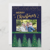 Sparkling Gold Stijlvolle Winter Pine Tree Kerstmi Feestdagenkaart (Voorkant)