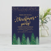 Sparkling Gold Stijlvolle Winter Pine Tree Kerstmi Kaart (Staand voorkant)
