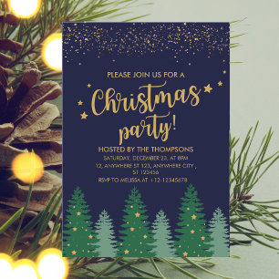 Sparkling Gold Stijlvolle Winter Pine Tree Kerstmi Kaart