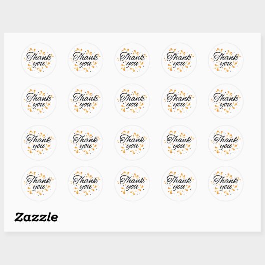 Sparkling gold thank You Classic Round Sticker (Vel)