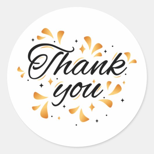 Sparkling gold thank You Classic Round Sticker (Voorkant)