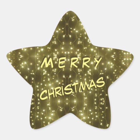 Sparkling Golden Lights Christmas Star Stickers (Voorkant)