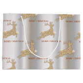Sparkling Gouden Rendier Zilveren Kerstmis Groot Cadeauzakje (Achterkant)