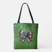 Sparkling Green Big Plaid Black Bow Tote Bag (Achterkant)