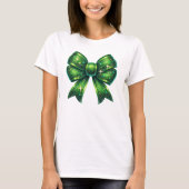 Sparkling Green Glitter Bow T-shirt (Voorkant)