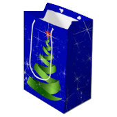 Sparkling Green Ribbon Kerstboom Medium Cadeauzakje (Voorkant Gekanteld)