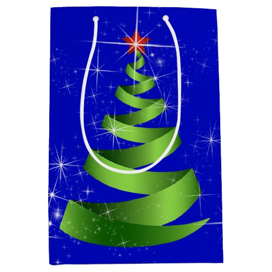 Sparkling Green Ribbon Kerstboom Medium Cadeauzakje (Voorkant)