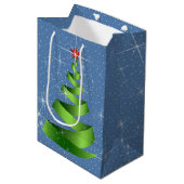 Sparkling Green Ribbon Kerstboom Medium Cadeauzakje (Voorkant Gekanteld)