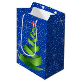Sparkling Green Ribbon Kerstboom Medium Cadeauzakje (Voorkant Gekanteld)