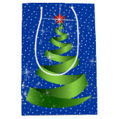Sparkling Green Ribbon Kerstboom Medium Cadeauzakje (Voorkant)