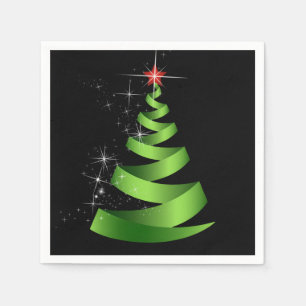 Sparkling Green Ribbon Kerstboom Servet