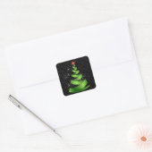 Sparkling Green Ribbon Kerstboom Vierkante Sticker (Envelop)