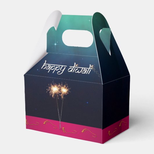 Sparkling Happy Diwali - Favor Box Gable Bedankdoosjes (Achterkant)