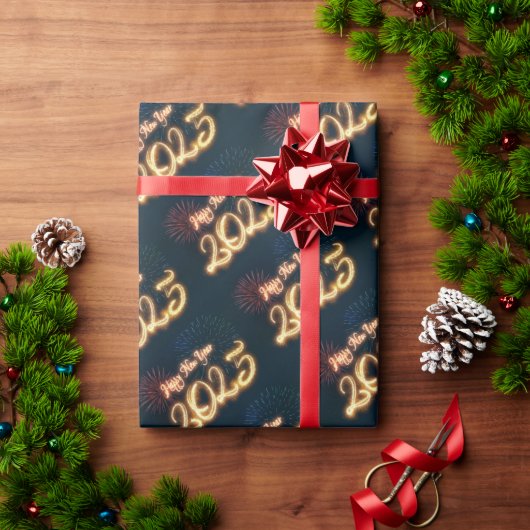 Sparkling Happy New Year 2025 Vuurwerk Cadeaupapier (Feestdagen Geschenken)