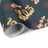 Sparkling Happy New Year 2025 Vuurwerk Cadeaupapier (Rol Hoek)