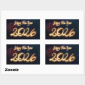 Sparkling Happy New Year 2026 Fireworks Rechthoekige Sticker (Vel)