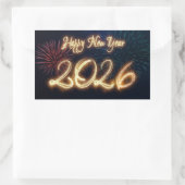 Sparkling Happy New Year 2026 Fireworks Rechthoekige Sticker (Tas)