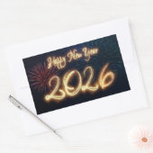 Sparkling Happy New Year 2026 Fireworks Rechthoekige Sticker (Envelop)