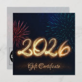Sparkling Happy New Year Fireworks 2026 Gift Card (Voorkant / Achterkant)