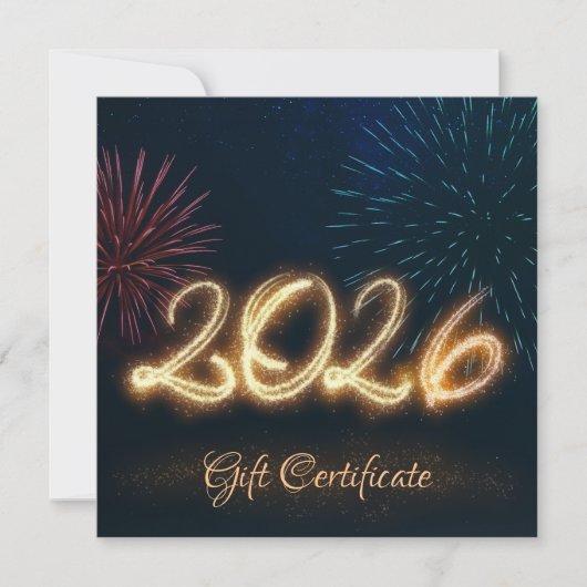 Sparkling Happy New Year Fireworks 2026 Gift Card (Voorkant)