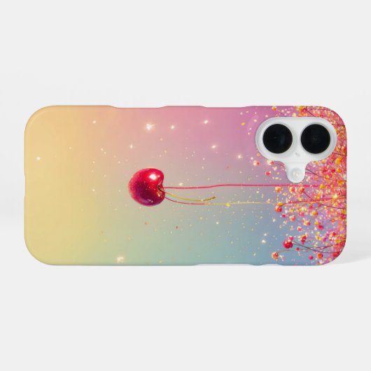 Sparkling Heart & Cherry Romantic Phone Case iPhone 16 Hoesje (Achterkant horizontaal)