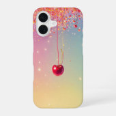 Sparkling Heart & Cherry Romantic Phone Case iPhone 16 Hoesje (Achterkant)