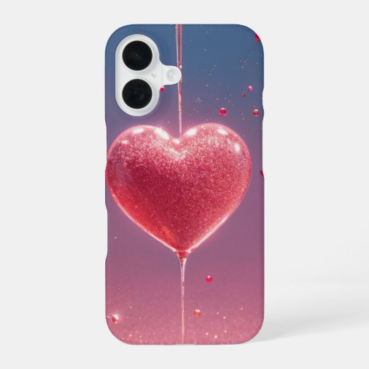 Sparkling Heart & Cherry Romantic Phone Case iPhone 16 Hoesje (Achterkant)