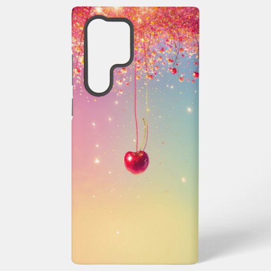 Sparkling Heart & Cherry Romantic Phone Case Samsung Galaxy Hoesje (Achterkant)