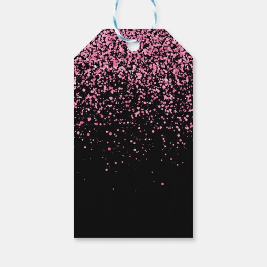 Sparkling Heet Roze Glitter Zwart 21e Verjaardag Cadeaulabel (Achterkant)