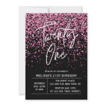 Sparkling Heet Roze Glitter Zwart 21e Verjaardag