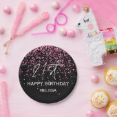 Sparkling Heet Roze Glitter Zwart 21e Verjaardag Papieren Bordje (Feest)
