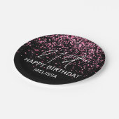 Sparkling Heet Roze Glitter Zwart 21e Verjaardag Papieren Bordje (Gekanteld)