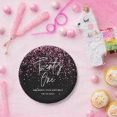Sparkling Heet Roze Glitter Zwart 21e Verjaardag Papieren Bordje (Feest)