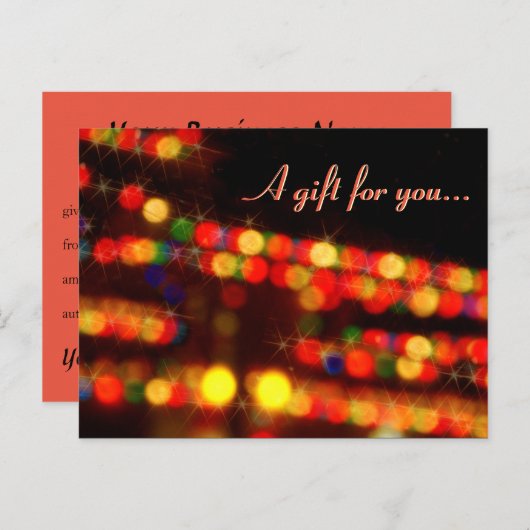 Sparkling Holiday Lights Cadeaubon Briefkaart (Voorkant / Achterkant)