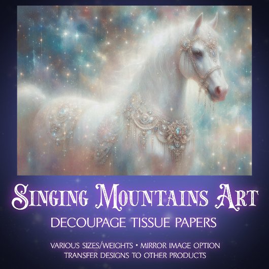 Sparkling Horse Starry Galaxy Art Decoupage Tissuepapier