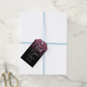 Sparkling Hot Pink Glitter Zwart Dank u Cadeaulabel (Met Touw)