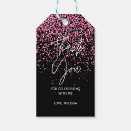 Sparkling Hot Pink Glitter Zwart Dank u Cadeaulabel
