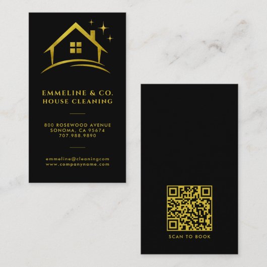 Sparkling House Cleaning service QR-code Visitekaartje (Voorkant / Achterkant)