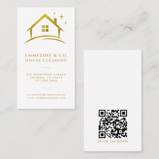 Sparkling House Cleaning Service QR-code Visitekaartje (Voorkant / Achterkant)